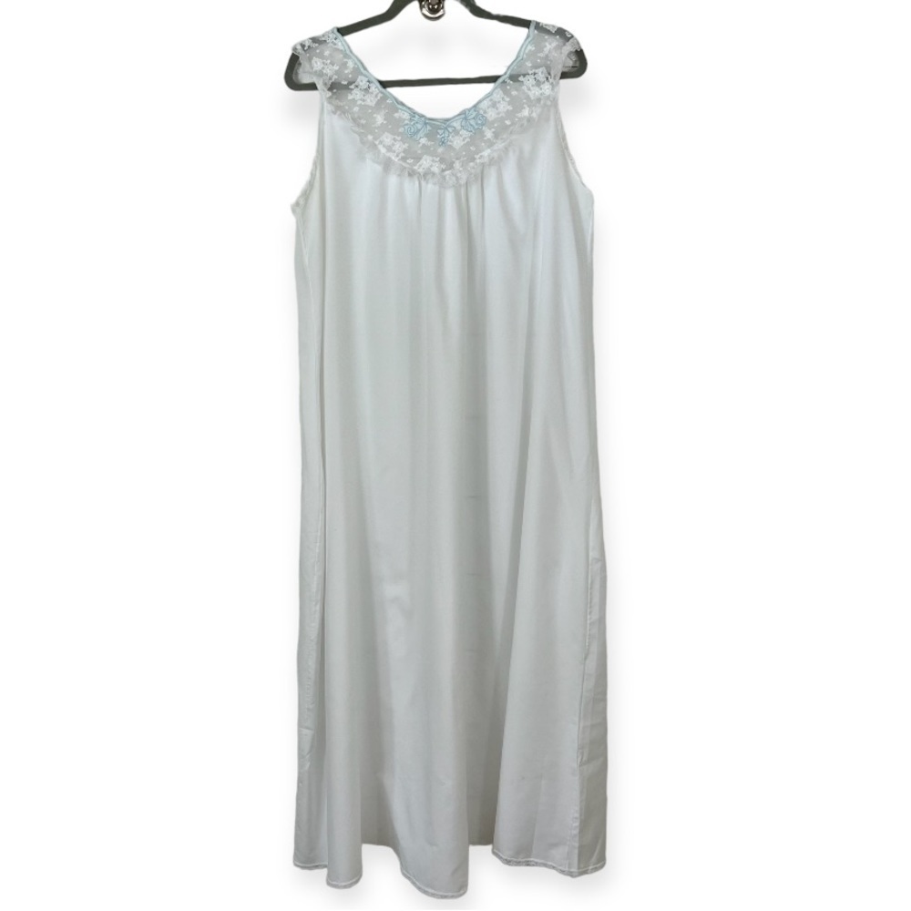 Corhan Vintage Sleeveless Nightgown Long Lace Medium White